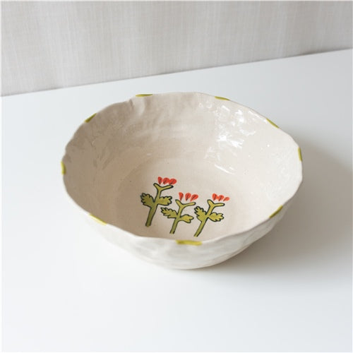 Hand-Painted Stoneware Serving Bowl