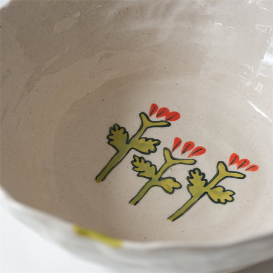 Hand-Painted Stoneware Serving Bowl