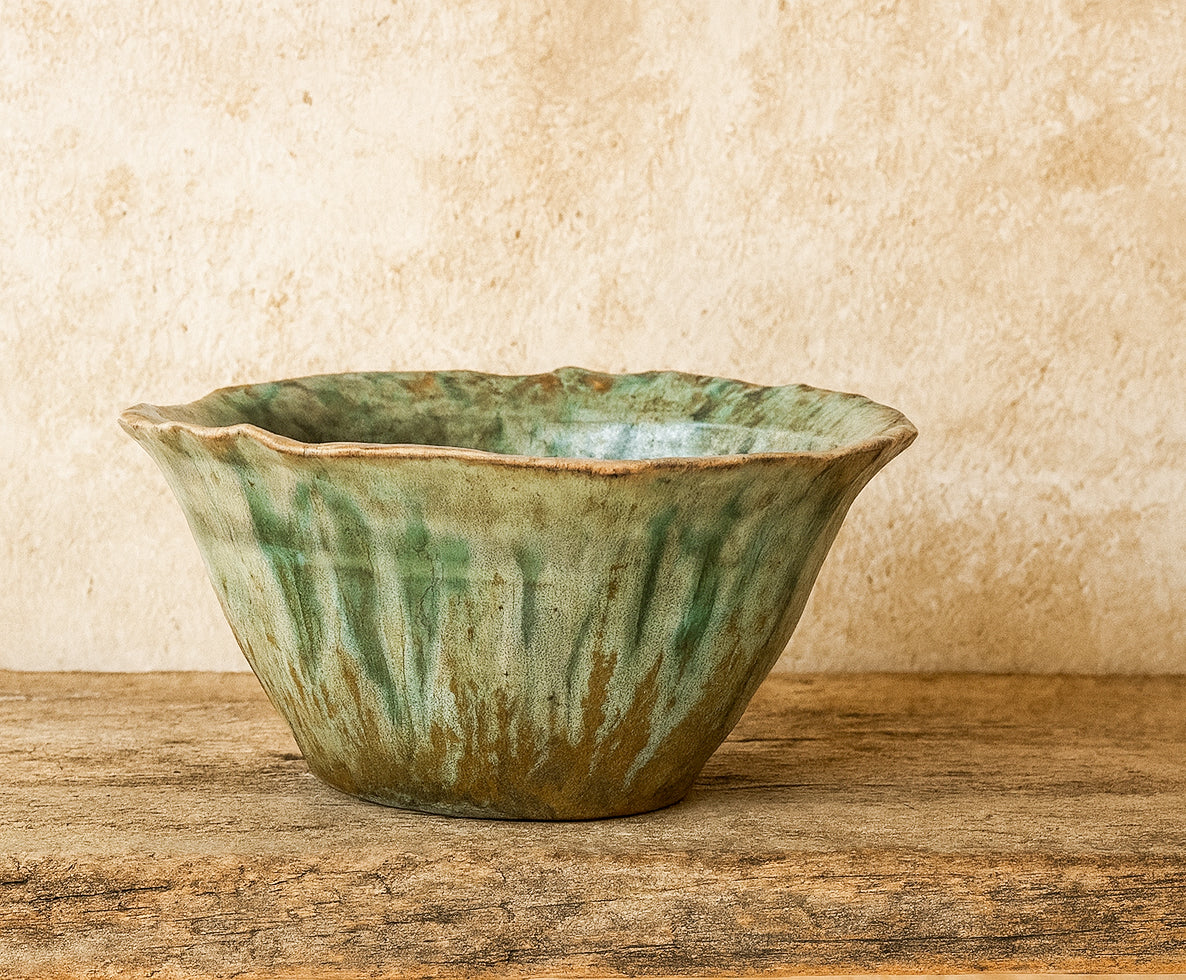 Stoneware Bowl, Reactive Crackle Glaze (Each One Will Vary)