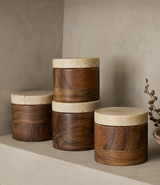 Acacia & Marble Jar