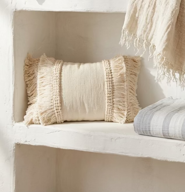 Chenille Fringe Lumbar Pillow