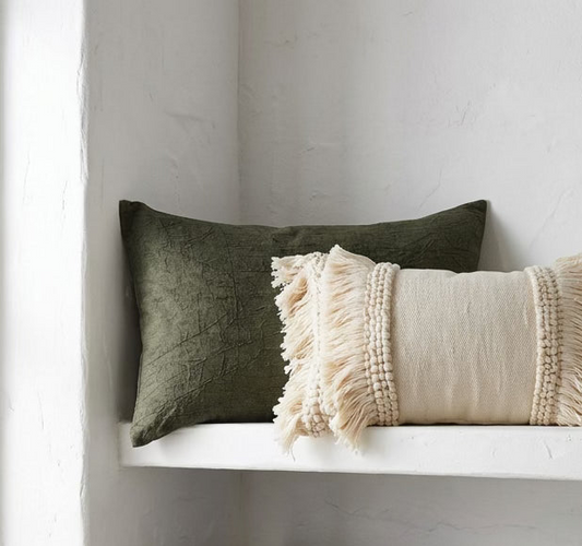 Chenille Fringe Lumbar Pillow