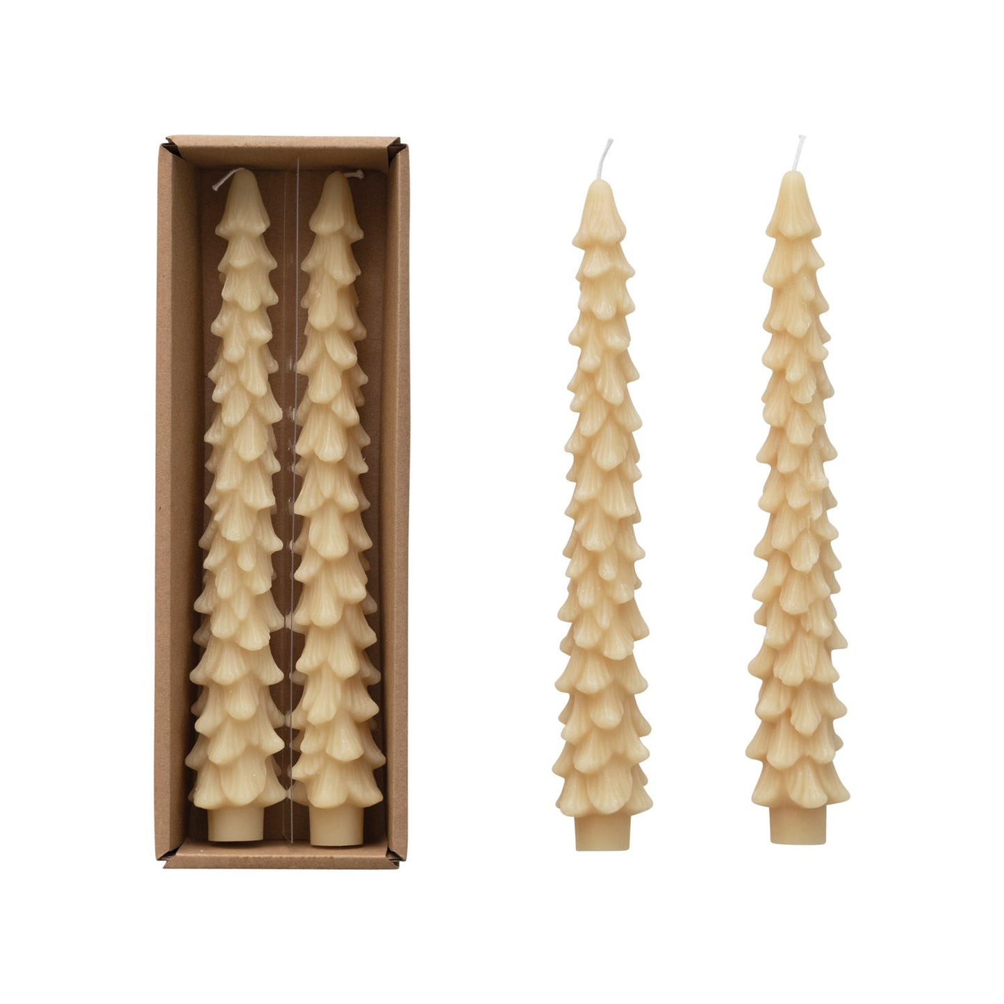 Tree Taper Candes in Box / Eggnog & Gold