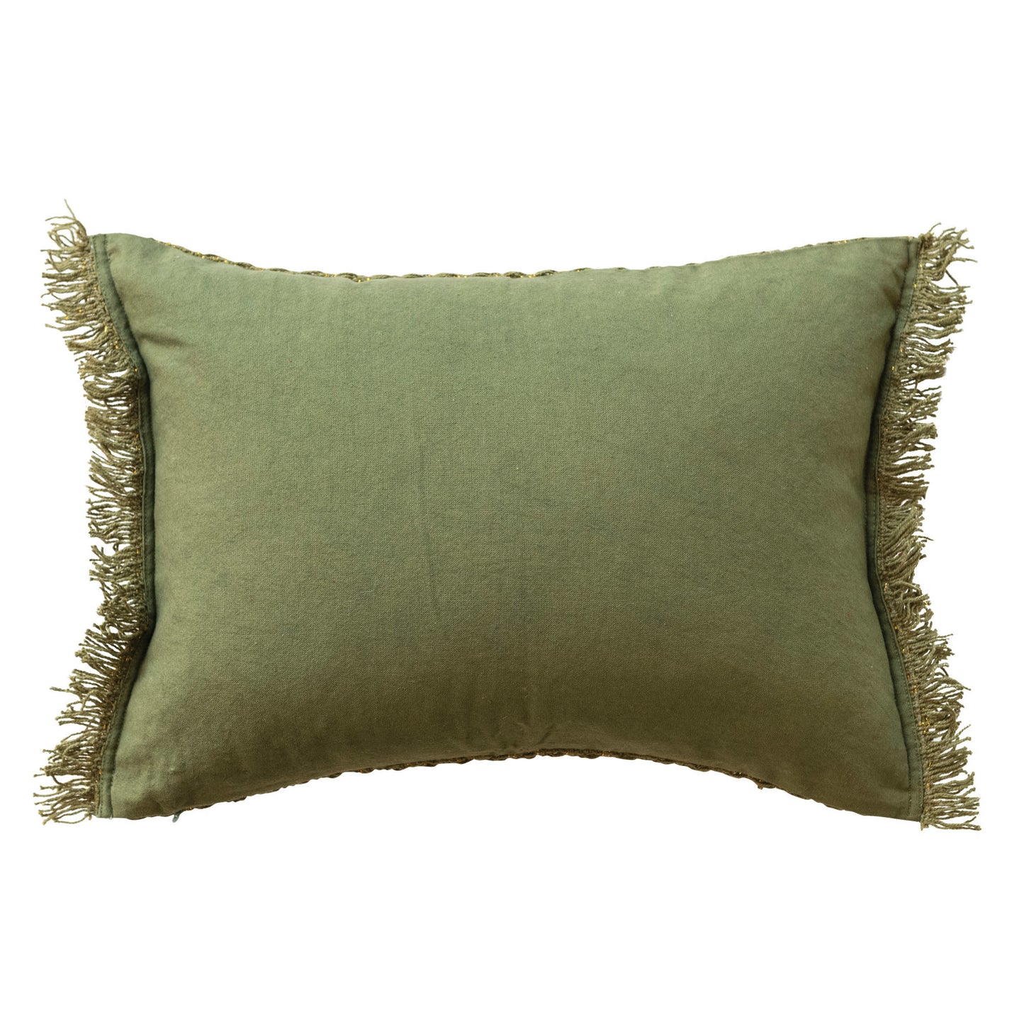 Woven Cotton Pillow / Green & Gold