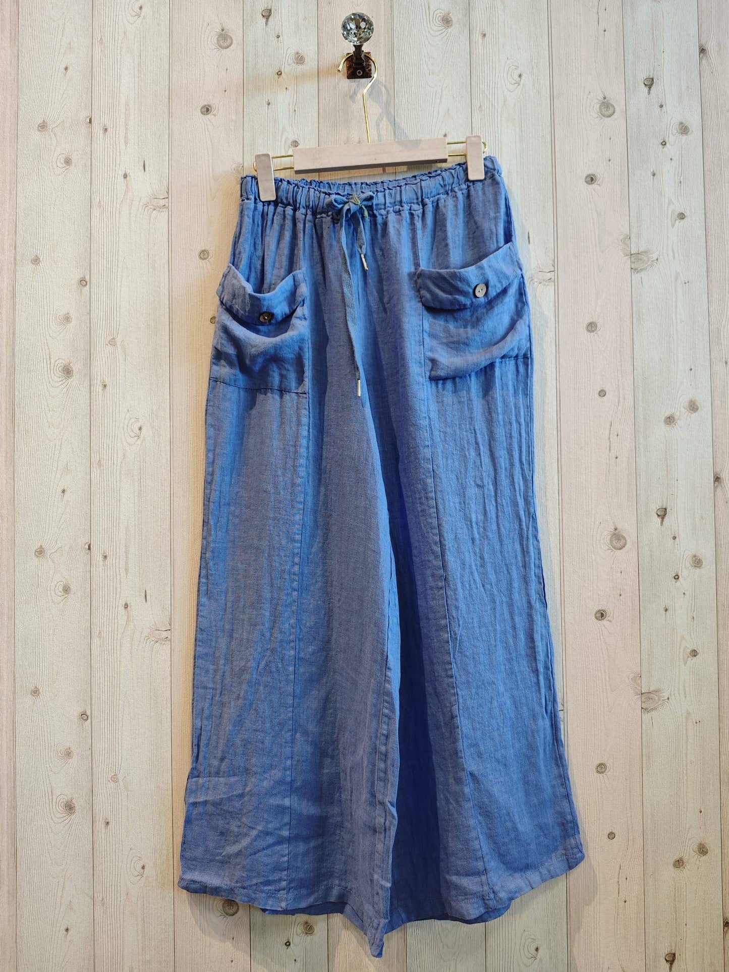 REF 6507 100% LINEN TROUSERS TWO POCKETS