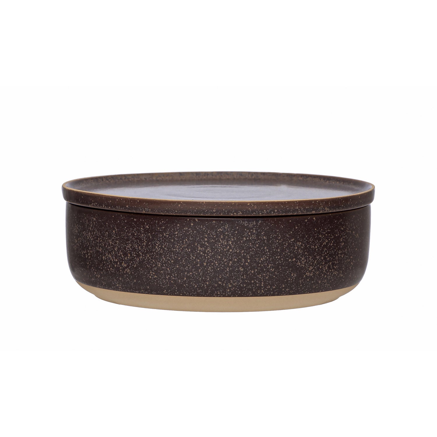 Stoneware Bowl with Lid, Reactive Glaze
