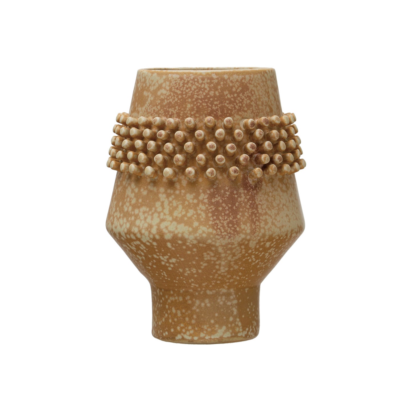 Stoneware Vase w/ Raised Dots, Reactive Glaze
