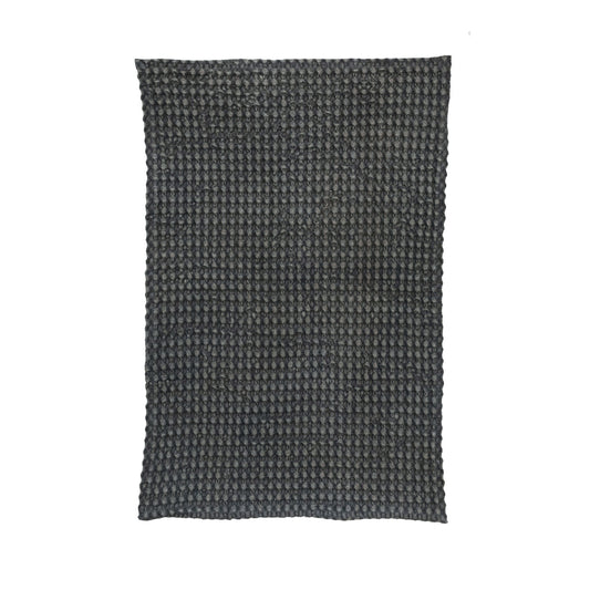 Stonewashed Cotton Waffle Weave Tea Towel, Charcoal Color