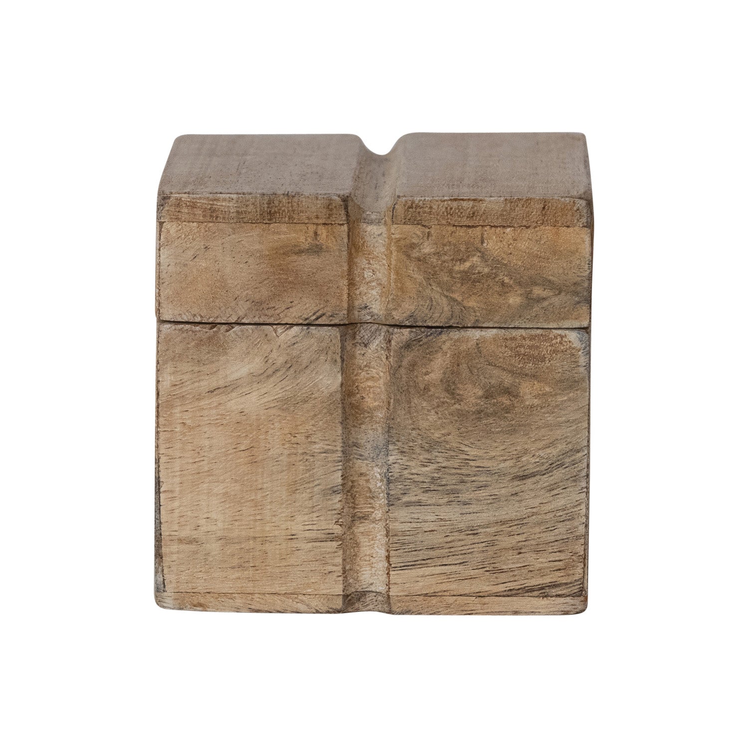 Mango Wood Box w/ Carved Stripe, Natural
