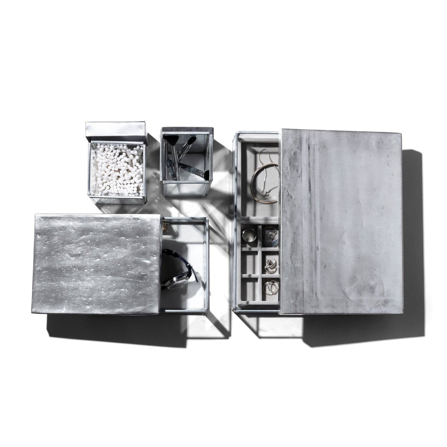 GLASS BOX W/RECYCLE STEEL LID - Cotton Swab