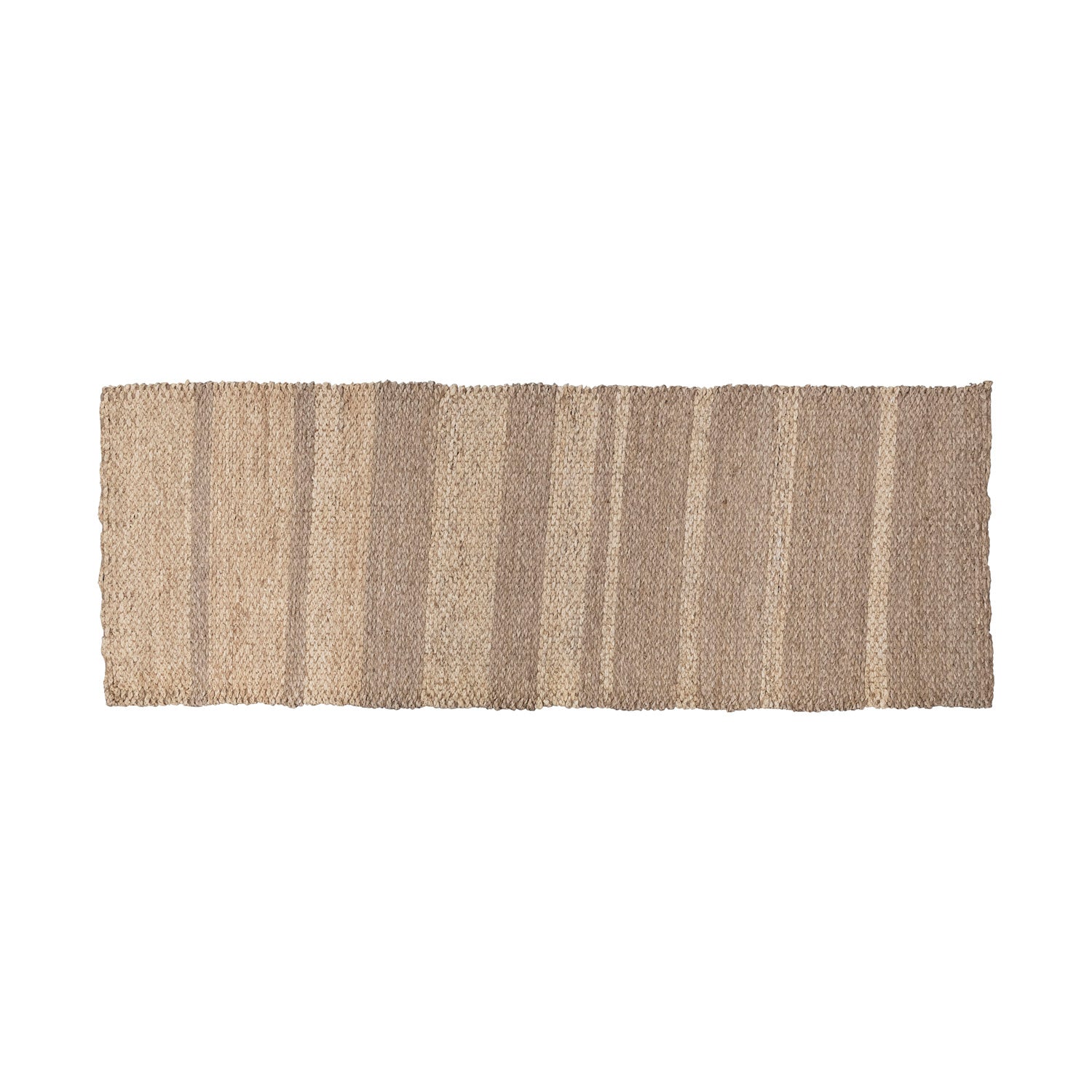 Hand-Woven Seagrass and Corn Husk Floor Runner with Stripes