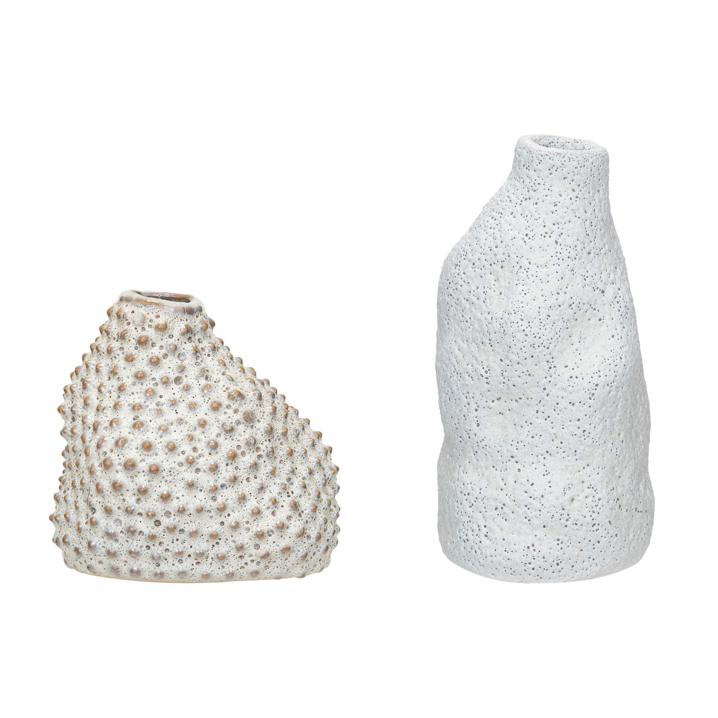 Coarse Stoneware Organic Shaped Vases, Set of 2 (Each One Will Vary)