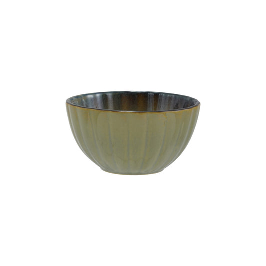 Stoneware Ribbed Bowl, Reactive Glaze, Sage Green (Each One Will Vary)