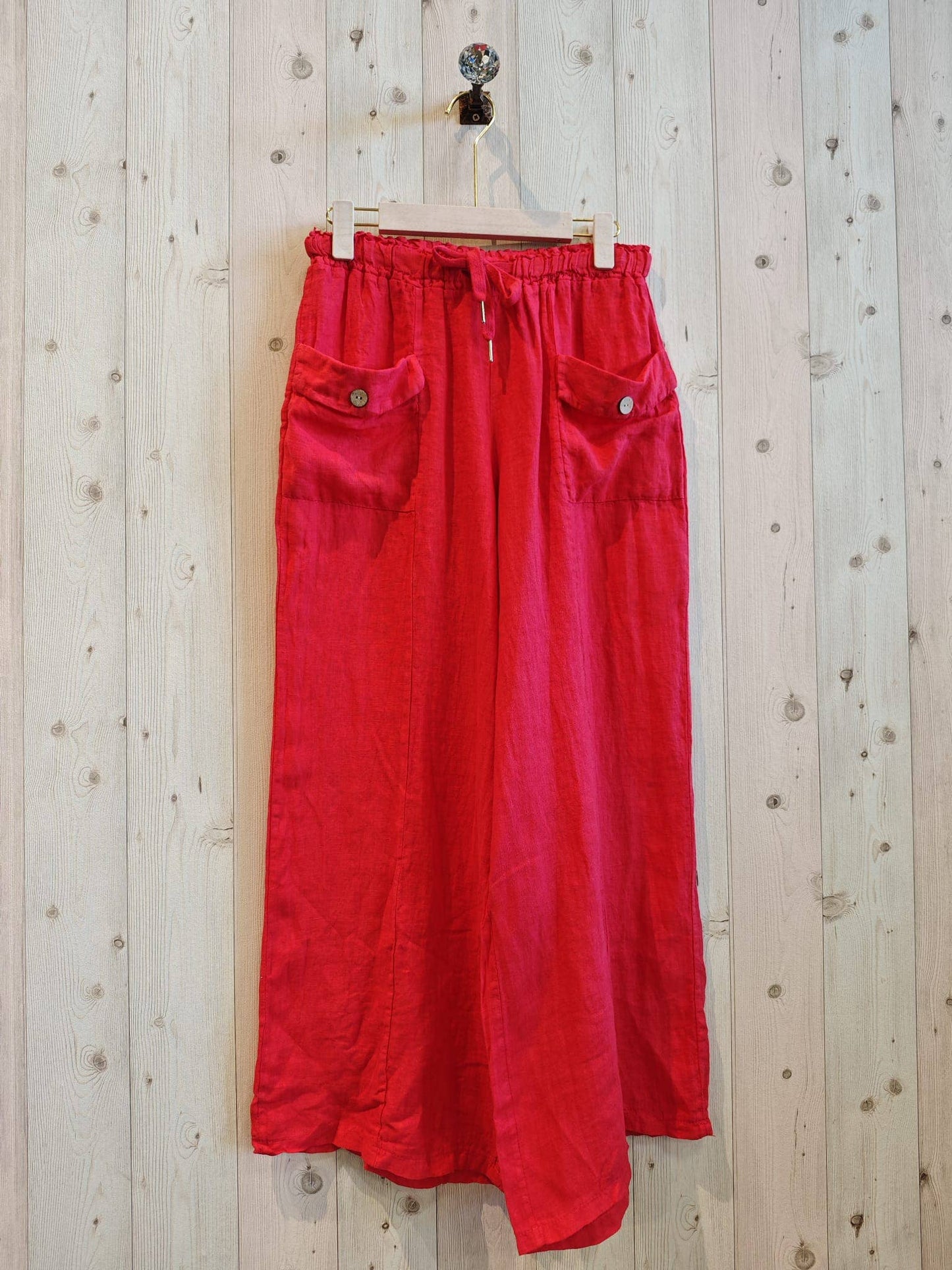 REF 6507 100% LINEN TROUSERS TWO POCKETS