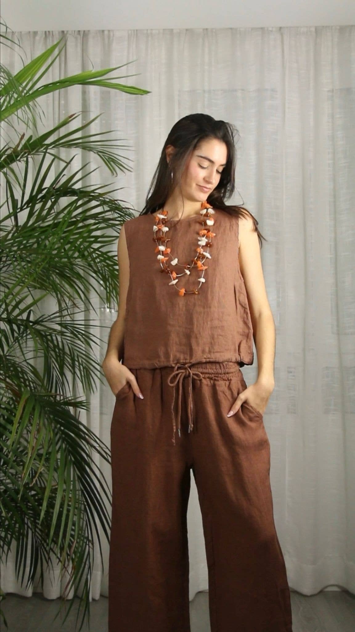 REF 6522 100% LINEN TROUSERS