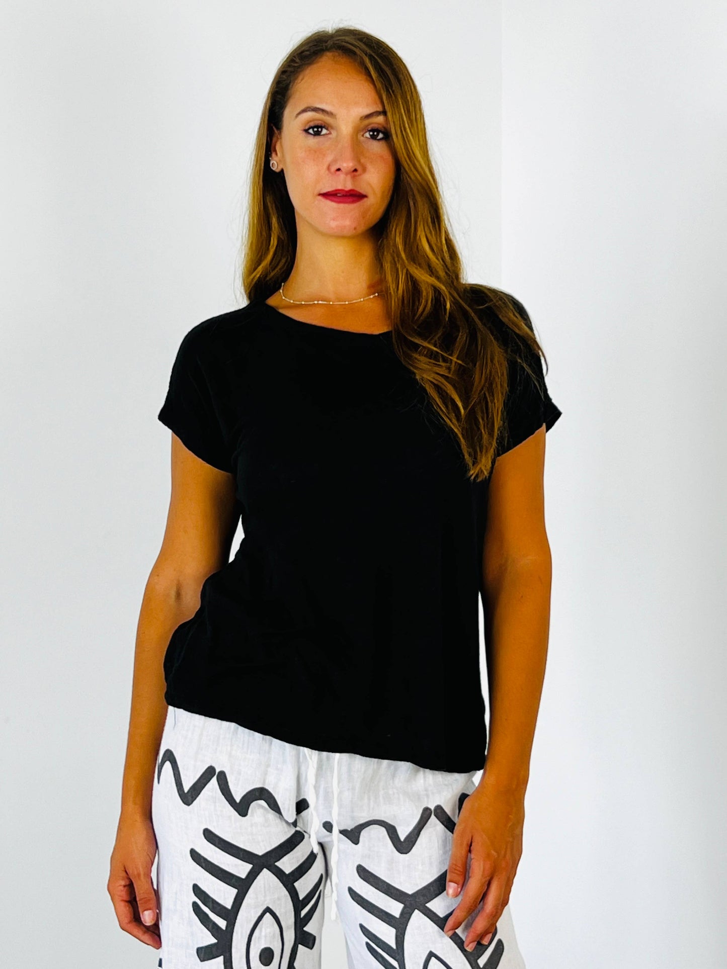 REF 2296 BASIC U-NECK T-SHIRT 100% LINEN