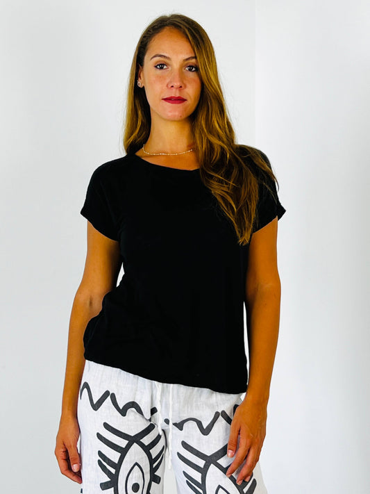 REF 2296 BASIC U-NECK T-SHIRT 100% LINEN