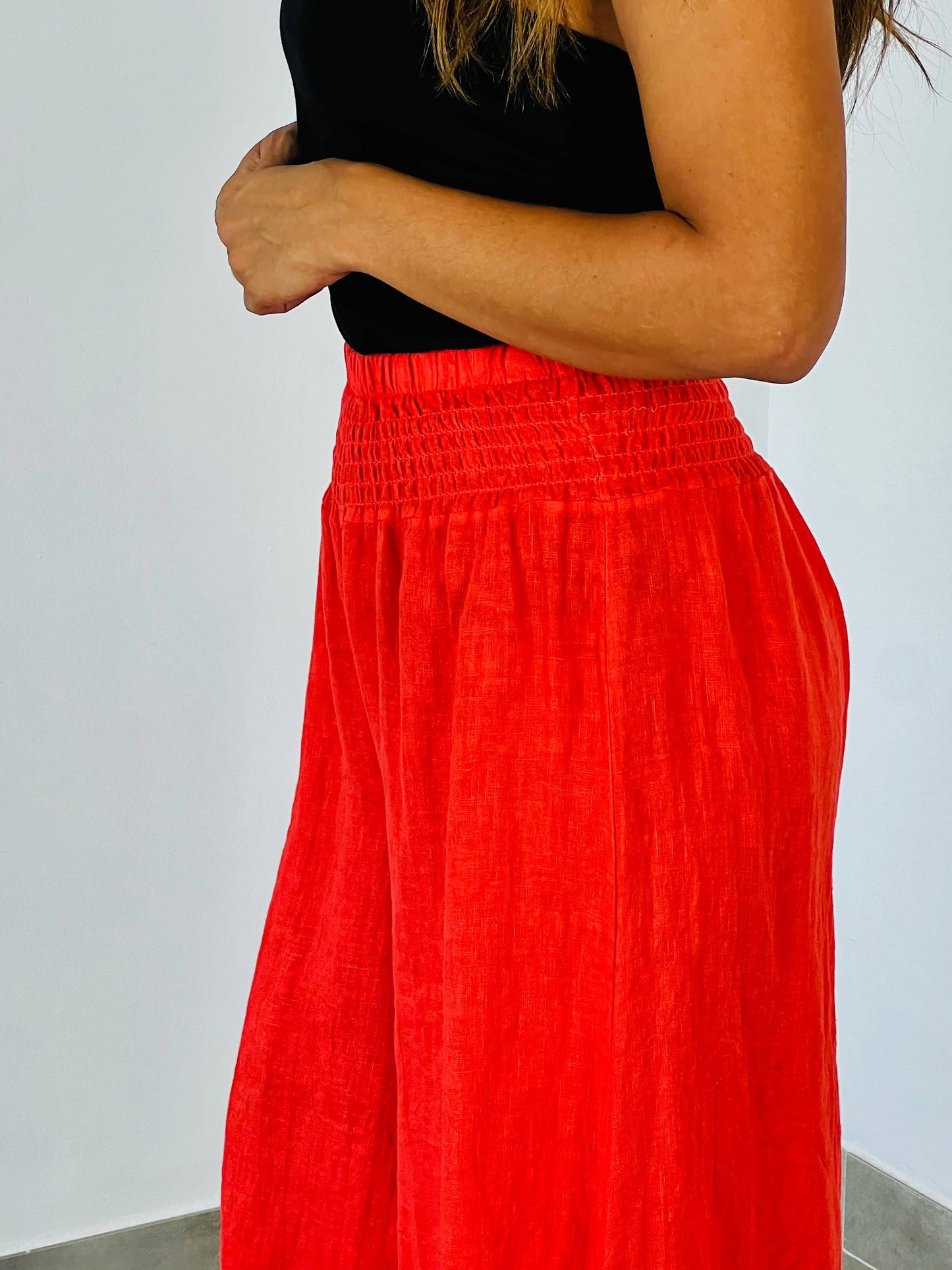 REF 30201 WIDE LEG LINEN PANTS 100%