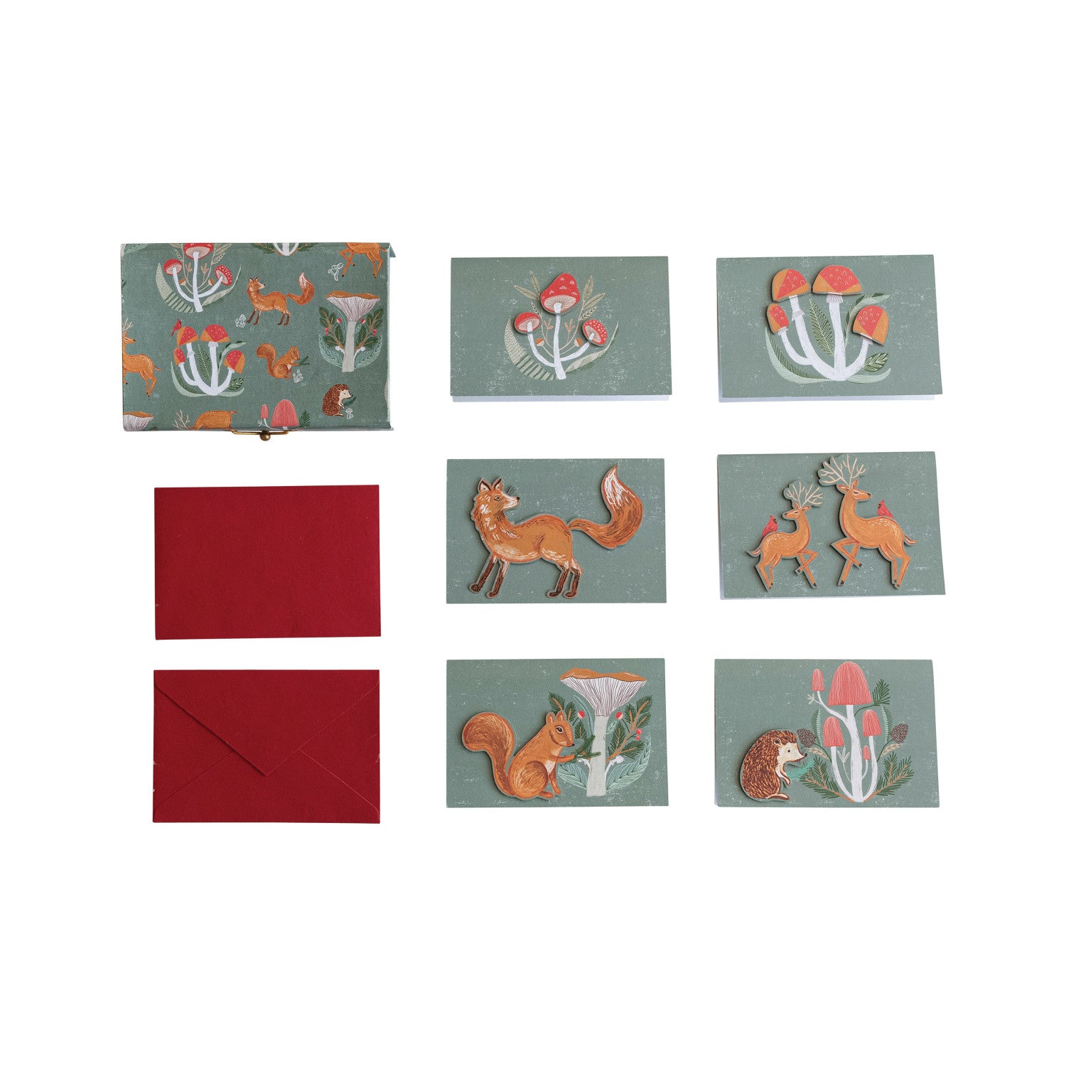 Printed Paper Diecut Christmas Cards w/ Envelopes, 6 Styles, Boxed Set of 6 ©