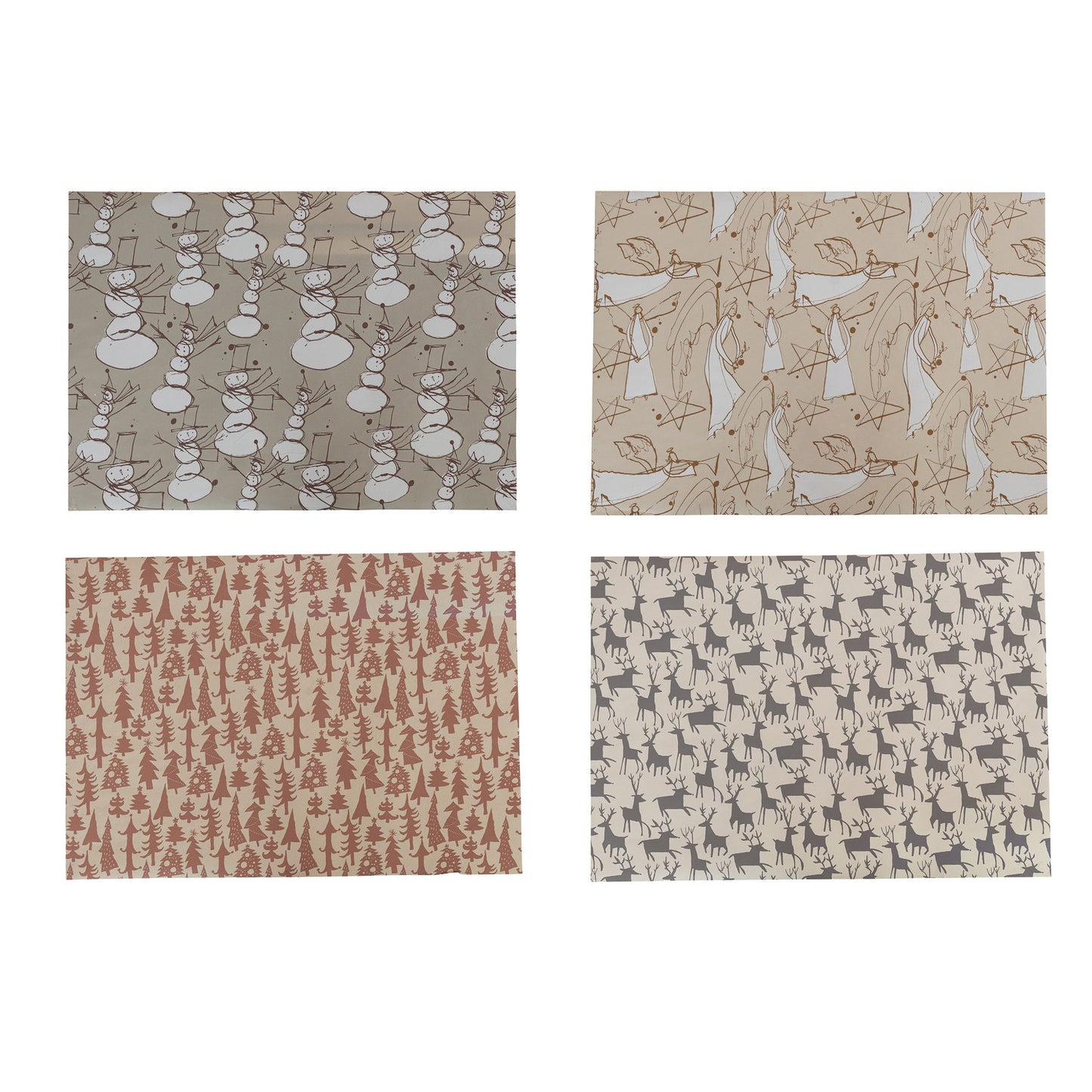 Handmade Wrapping Paper Sheets, 4 Styles (3 Sheets Per Roll) ©