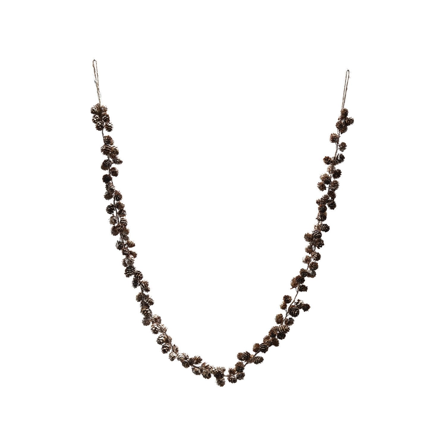 72"L x 1-1/2"H Pinecone Garland with Glitter & Jute Cord, Natural