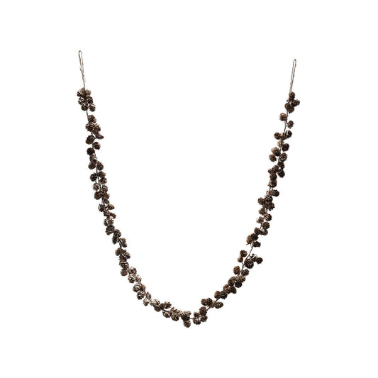 72"L x 1-1/2"H Pinecone Garland with Glitter & Jute Cord, Natural