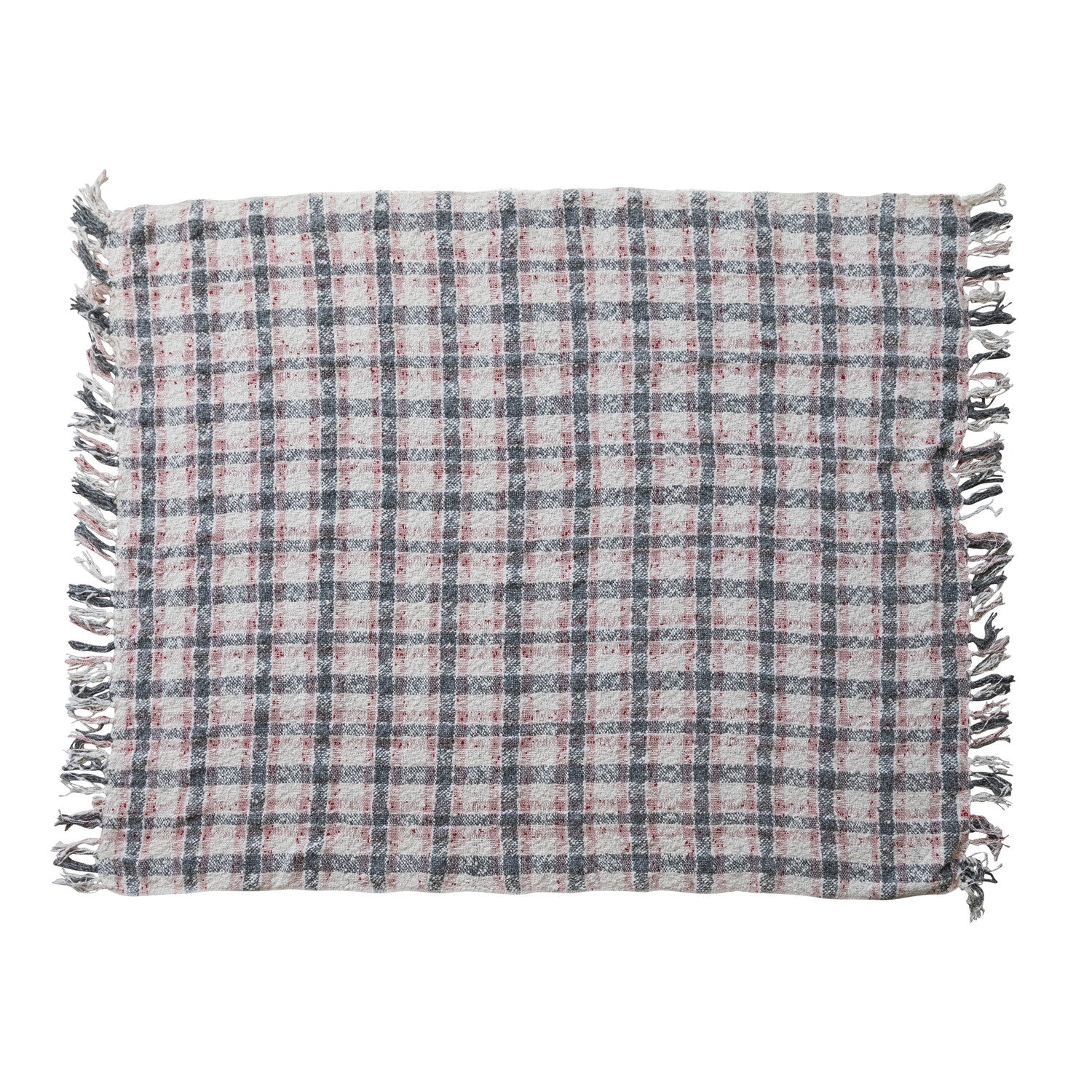 Hand-Woven & New Zealand Wool Slub Throw with Fringe